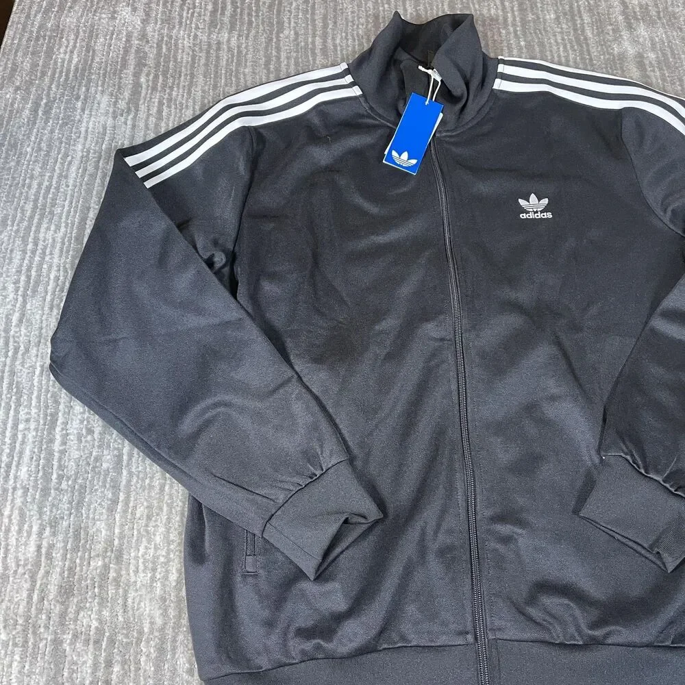 Adidas Classic TT Track Jacket Mens XL Black 3 Stripe Originals IY8077 New